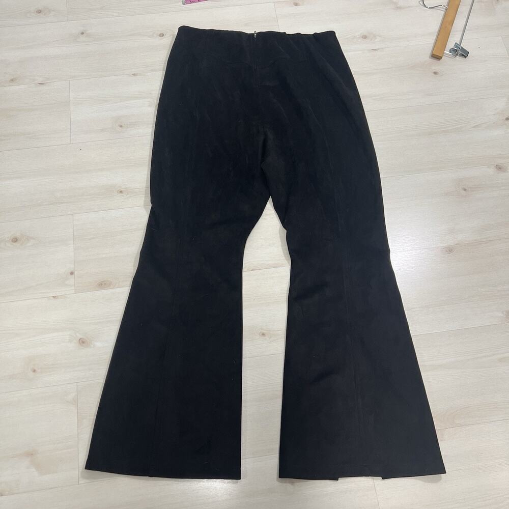 Free People We the Free Black Real Deal Slit Hem Flare Pant 33 Faux Suede HR - Picture 7 of 13